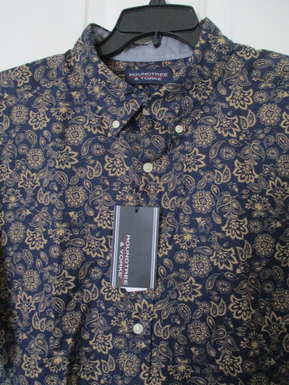 Roundtree & Yorke Mens S/S Navy Cotton Floral Casual Hawaiian Shirt NWT-Size XLT